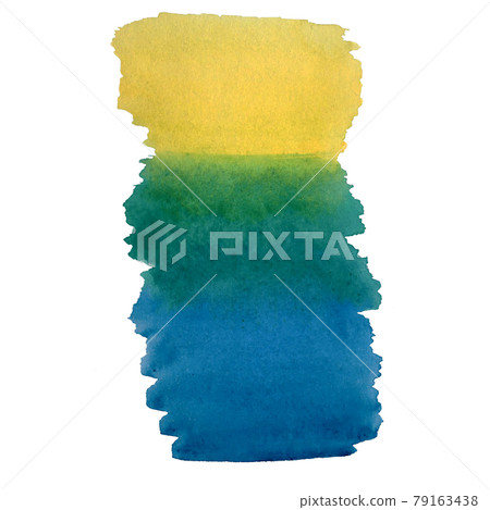 A spot of watercolor yellow green blue, with a transition. 79163438