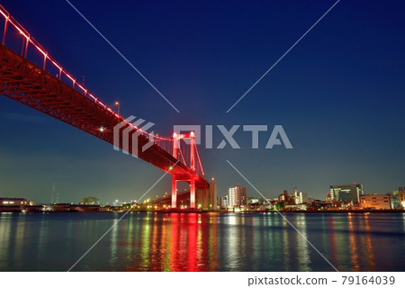 Illumination and night view of Wakato Ohashi Illumination and night view of Wakato Ohashi 79164039