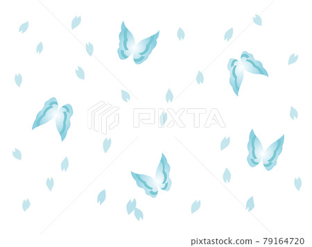 Blue butterfly and cherry blossom petal pattern Blue butterfly and cherry blossom petal pattern 79164720