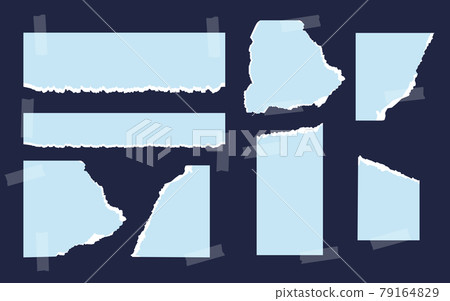 Ripped blue paper torn empty page tape set vector Ripped blue paper torn empty page tape set vector 79164829