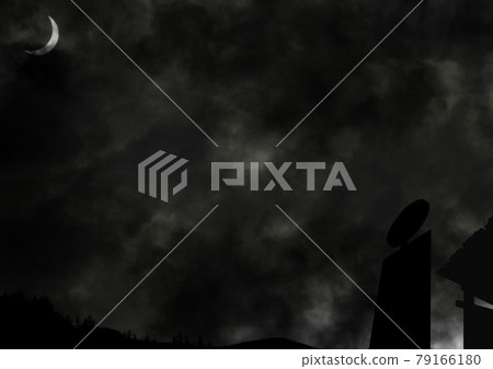 巴士站上漆黑的夜空和新月 巴士站上漆黑的夜空和新月 79166180