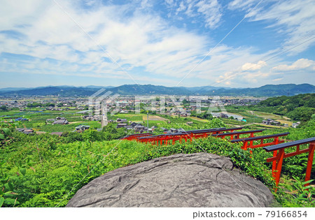 Tsukushi Plain and Red Torii overlooking Ukiha Inari Shrine Tsukushi Plain and Red Torii overlooking Ukiha Inari Shrine 79166854
