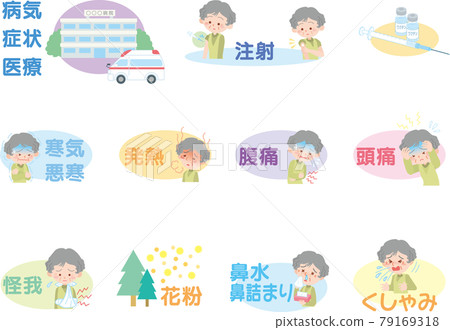 Illness Symptoms Medical Set_Elderly Women 79169318