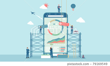 Robo-advisor (mobile stock investment) concept banner illustration 79169549