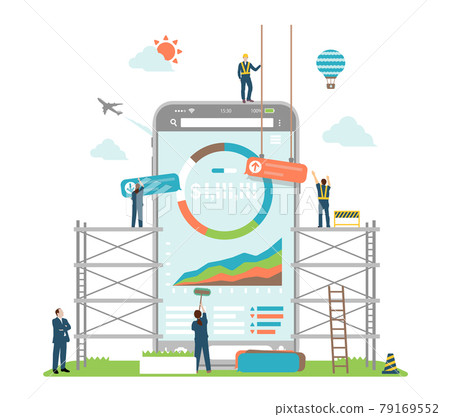 Robo-advisor (mobile stock investment) concept illustration 79169552