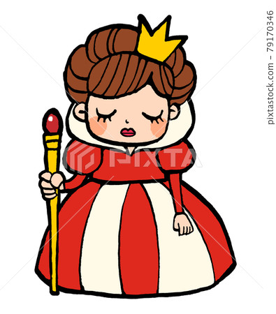 Cute hand-drawn illustration of the queen who seems to appear in a fairy tale 79170346