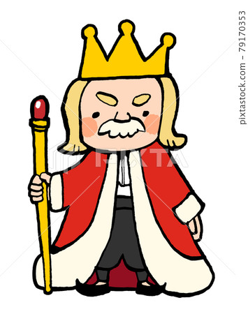 一個可愛的手繪插圖，描繪了一個似乎出現在童話故事中的國王 79170353