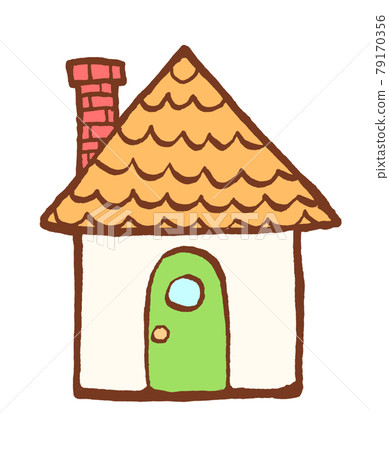 A cute hand-drawn illustration of a house that seems to appear in a fairy tale 79170356