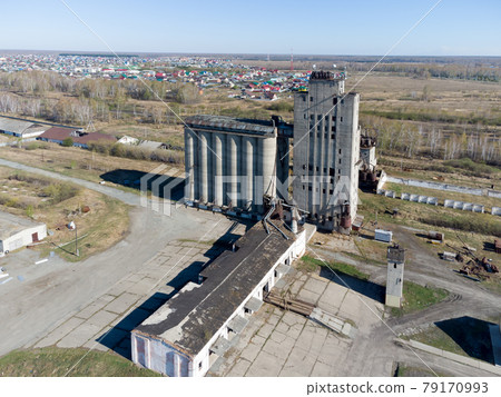 Bird eye view on grain elevator in twilight 79170993