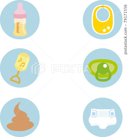 Illustration material: Icon mark series where cute babies show emotions and emotions Baby products No main line 6 79171556