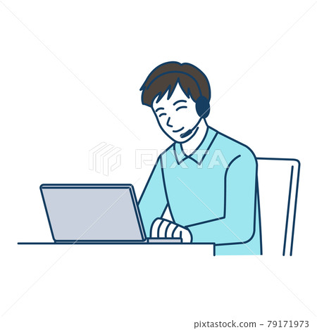 A man who uses a PC with a smile A man who uses a PC with a smile 79171973