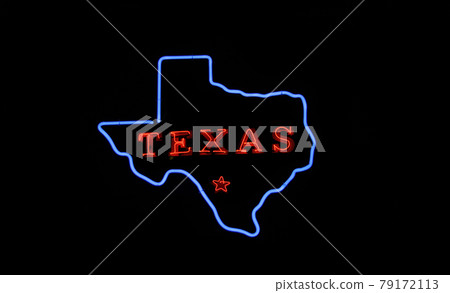 Photo Composite Image, Neon Blue and Red Texas Sign 79172113