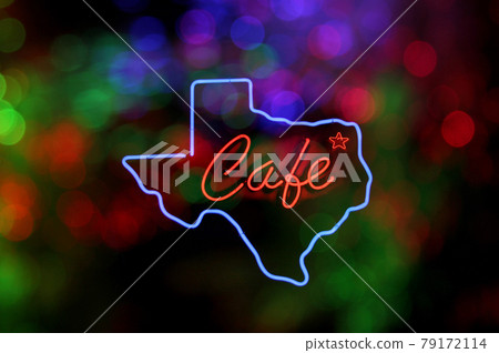Neon Signs Neon Texas Cafe Sign, Photo Composite Image 79172114