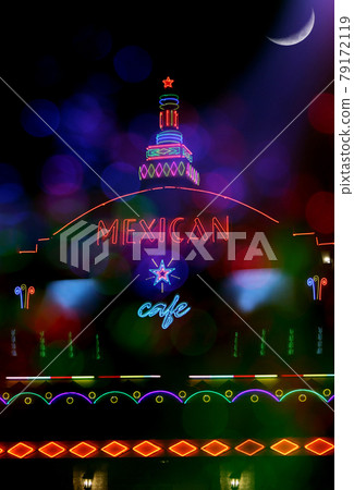 Neon Photo Composite Mexican Restaurant at Night Neon Photo Composite Mexican Restaurant at Night 79172119