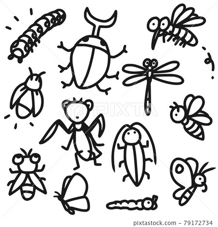 vector set of coloring insect doodle for kid paint - Stock Illustration ...