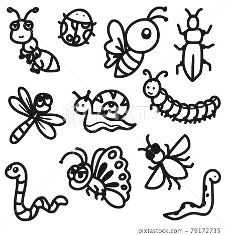 vector set of coloring insect doodle for kid paint - Stock Illustration ...