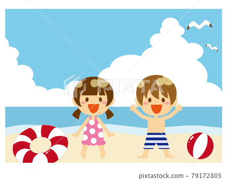 Children playing in the sea 79172805
