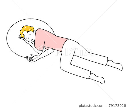 A cute man sleeping sideways and resting because he fell down due to poor physical condition such as heat stroke. Recovery position illustration vector A cute man sleeping sideways and resting because he fell down due to poor physical condition such as heat stroke. Recovery position illustration vector 79172926