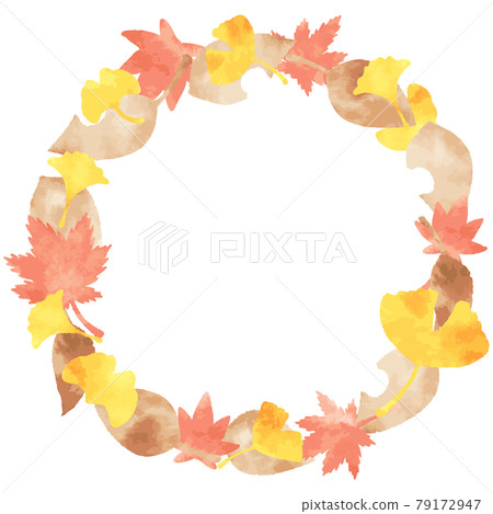 Beautiful watercolor autumn leaf circular frame Beautiful watercolor autumn leaf circular frame 79172947