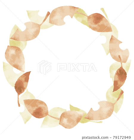 Beautiful watercolor dead leaf circular frame Beautiful watercolor dead leaf circular frame 79172949
