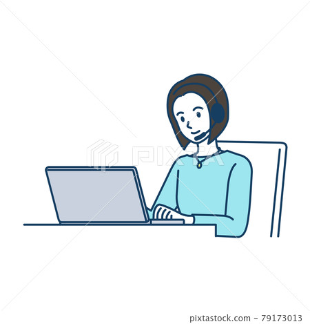 A woman using a PC A woman using a PC 79173013