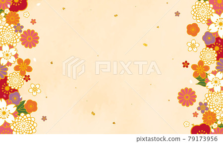 日本紙上帶金箔的日本花紋花背景矢量圖框 背景 新年 農曆新年 農曆新年 插圖素材 圖庫