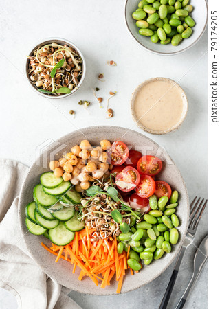 Buddha bowl, vegan balanced meal with beans Buddha bowl, vegan balanced meal with beans 79174205