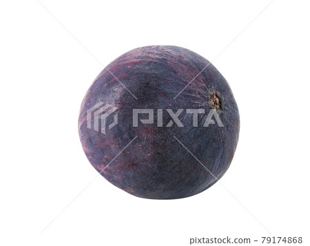 Purple fig isolated on white with copy space for text or images. Soft, sweet fruit, skin is very thin, has many small seeds inside of it. Close-up. Purple fig isolated on white with copy space for text or images. Soft, sweet fruit, skin is very thin, has many small seeds inside of it. Close-up. 79174868