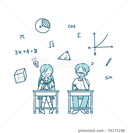 上數學課的男女學生 上數學課的男女學生 79175296