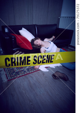 crime scene- young woman raped 79175372