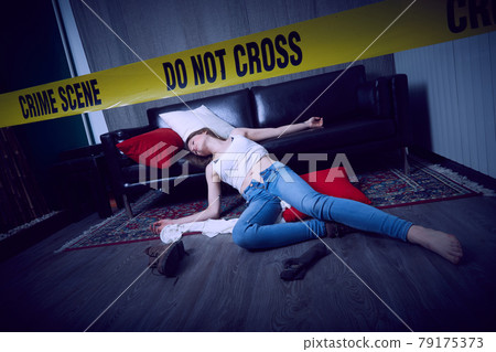 crime scene- young woman raped 79175373