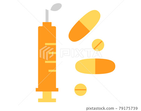 Illustrations of injections and medicines 79175739
