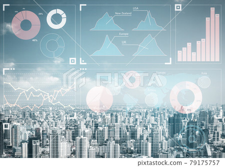 Double exposure business concept with graphics Double exposure business concept with graphics 79175757