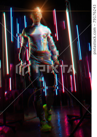 Artificial intelligence robot or virtual assistant interact with big data. 79176243