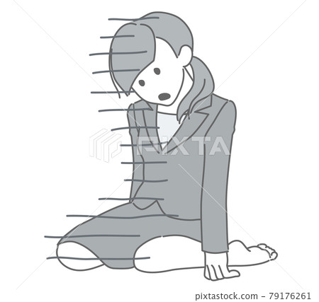 Burned out exhausted suit (barefoot) woman image illustration Burned out exhausted suit (barefoot) woman image illustration 79176261