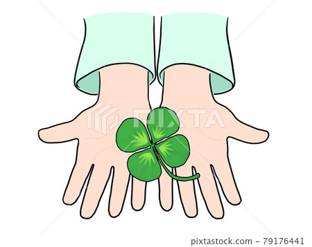 Four-leaf clover in the palm of your hand-Millipen 79176441