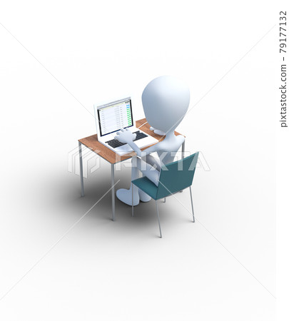 Internet business image perming 3DCG illustration material 79177132