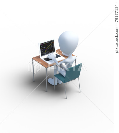 Internet business investment image perming 3DCG illustration material 79177134