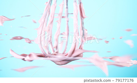 Mixing delicious melted pink cream with a whisk. 79177176