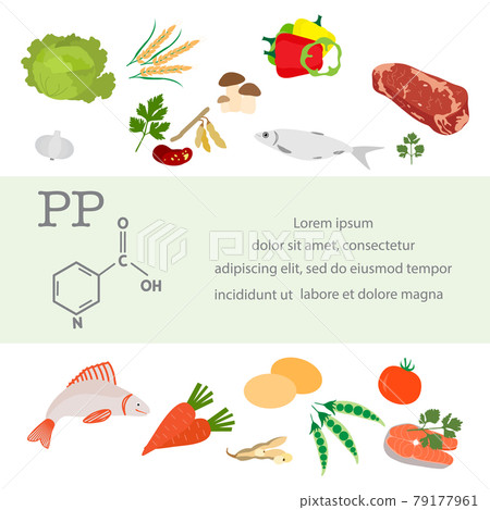 Healthy Food Proper Nutrition Vitamin PP Organic 79177961