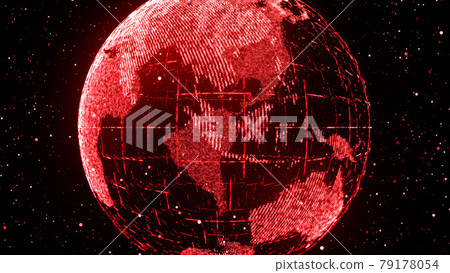 Environmental destruction. Hologram, digital red earth. Particle futuristic cyber background Environmental destruction. Hologram, digital red earth. Particle futuristic cyber background 79178054