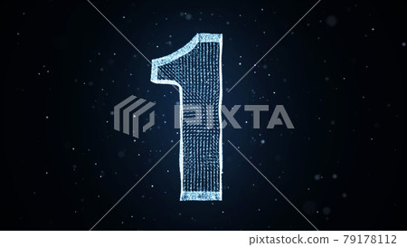 3d digital numbers with particles. 1 79178112