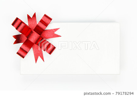 White gift box with red ribbon and bow, isolated on white background White gift box with red ribbon and bow, isolated on white background 79178294
