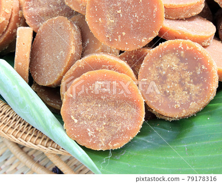 close up of a basket of palm sugar close up of a basket of palm sugar 79178316