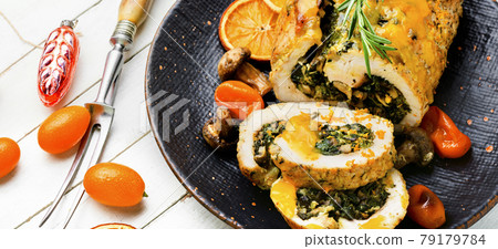 Turkey meatloaf stuffed with herbs for Christmas dinner Turkey meatloaf stuffed with herbs for Christmas dinner 79179784
