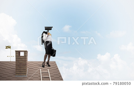 Concept of security and privacy protection with camera headed wo 79180050