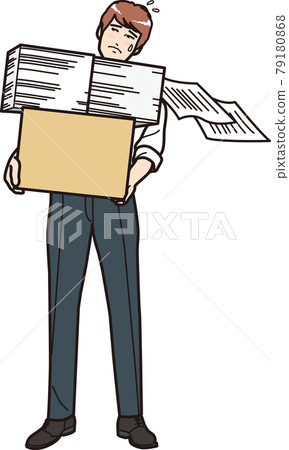 A man holding a pile of documents A man holding a pile of documents 79180868