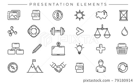 Presentation Elements concept line style vector icons set. Presentation Elements concept line style vector icons set. 79180914