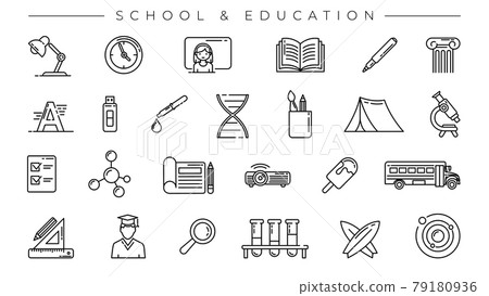 School and Education concept line style vector icons set. 79180936