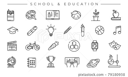 School and Education concept line style vector icons set. School and Education concept line style vector icons set. 79180938
